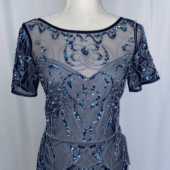 JS COLLECTIONS Sequin Embroidered Column Gown - Picture 9 of 13